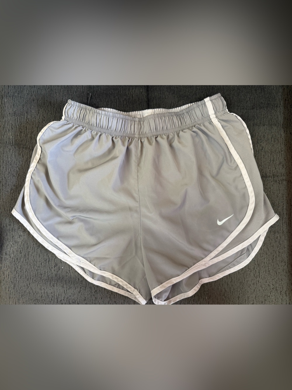 Nike Light Gray Women's Athletic Shorts with White Trim
